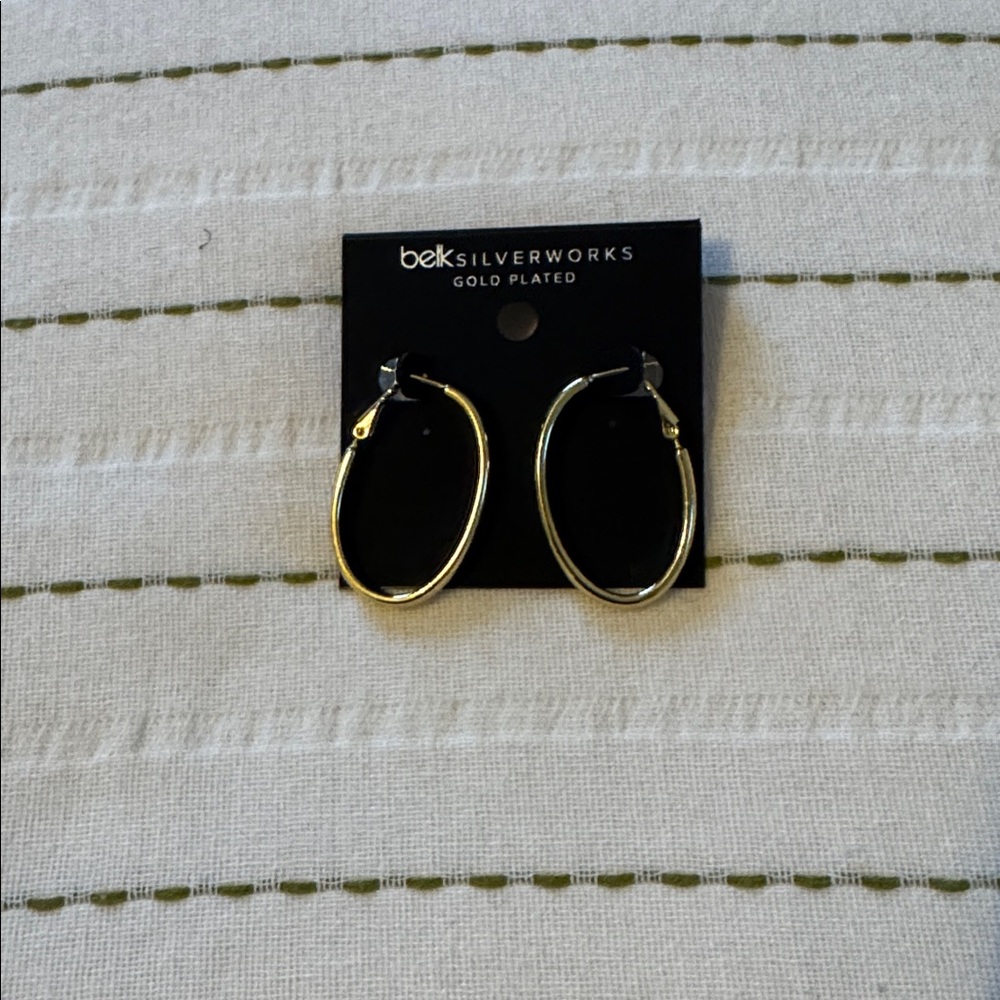 *NWT Belk Silverworks Gold Plated Hoop Earrings